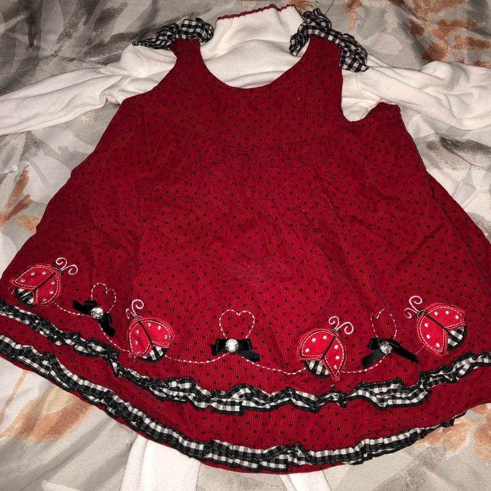 🐞Red Ladybug turtleneck dress w/ tights🐞